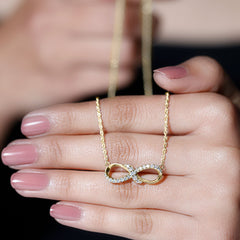 Lab Grown Diamond Infinity Knot Necklace with Accent