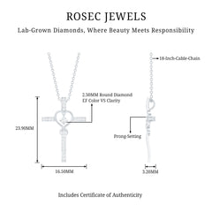 Certified Lab Grown Diamond Cross Heart Necklace