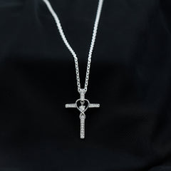 Certified Lab Grown Diamond Cross Heart Necklace