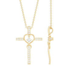 Certified Lab Grown Diamond Cross Heart Necklace