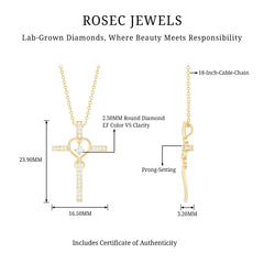 Certified Lab Grown Diamond Cross Heart Necklace