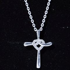 Certified Lab Grown Diamond Catholic Cross Heart Necklace