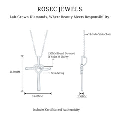 Certified Lab Grown Diamond Catholic Cross Heart Necklace