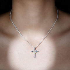 Certified Lab Grown Diamond Catholic Cross Heart Necklace