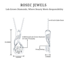 Certified Lab 6 MM Round Diamond Infinity Pendant Necklace