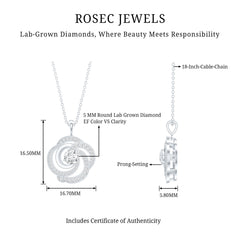 Lab Grown Diamond Prong Set Flower Pendant Necklace
