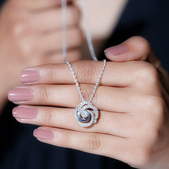 Lab Grown Diamond Prong Set Flower Pendant Necklace