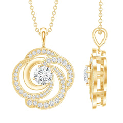 Lab Grown Diamond Prong Set Flower Pendant Necklace