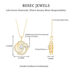 Lab Grown Diamond Prong Set Flower Pendant Necklace