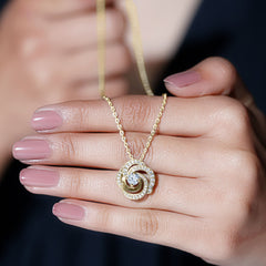 Lab Grown Diamond Prong Set Flower Pendant Necklace