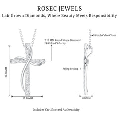 Pave Set Lab Grown Diamond Double Cross Necklace