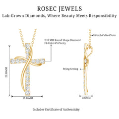 Pave Set Lab Grown Diamond Double Cross Necklace