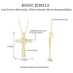 Lab Grown Diamond Catholic Cross Necklace