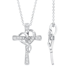 Certified Lab Grown Diamond Heart Cross Necklace