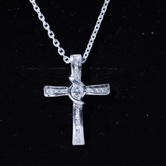 Bezel Set Lab Grown Diamond Cross Religious Necklace