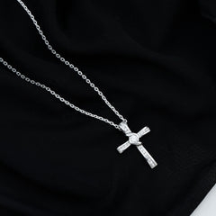 Bezel Set Lab Grown Diamond Cross Religious Necklace