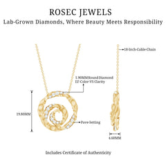 Lab Grown Diamond Pave Set Swirl Pendant Necklace