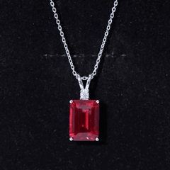 5 Carat Lab Grown Ruby Statement Pendant Necklace for Women