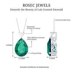 9 Carat Lab Grown Emerald Statement Necklace with Chain