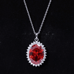 14 Carat Lab Grown Orange Sapphire Statement Necklace With Silver Chain