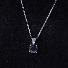 Certified 2 Carat Lab Created Black Diamond Solitaire Pendant Necklace