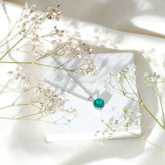 AAAA Quality 2 Carat Lab Grown Emerald Pendant Necklace with Chain