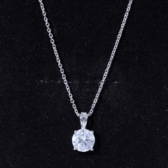 Certified 2 Carat Solitaire Moissanite Pendant Necklace with Silver Chain