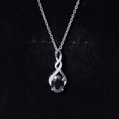 1.9 Carat Lab Grown Black Diamond Infinity Pendant Necklace with Silver Chain