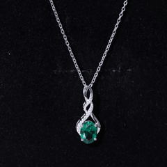 1.25 Carat Lab Grown Emerald Infinity Necklace with Silver Chain
