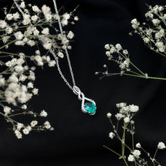1.25 Carat Lab Grown Emerald Infinity Necklace with Silver Chain