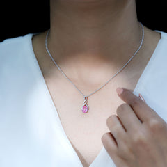 1.5 Carat Lab Grown Pink Sapphire Infinity Necklace with Silver Chain