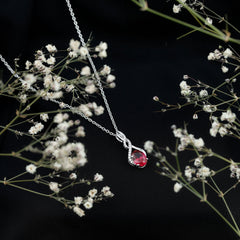 1.5 Carat Lab Grown Ruby Infinity Necklace With Silver Chain