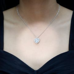 Certified 5.5 Carat Moissanite Heart Necklace with Silver Chain