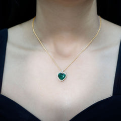 Lab Created 12 MM Emerald Moissanite Heart Pendant Necklace