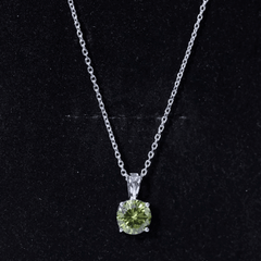 Certified 2.25 Carat Lab Grown Green Sapphire Solitaire Locket with Silver Chain