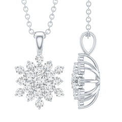 Certified Round Cut Moissanite Snowflakes Necklace for Women