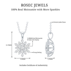 Certified Round Cut Moissanite Snowflakes Necklace for Women