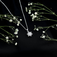 Certified Round Cut Moissanite Snowflakes Necklace for Women
