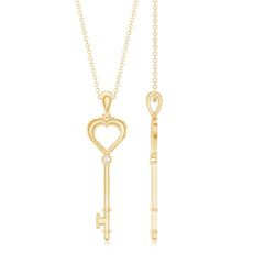Diamond Heart Key Pendant Necklace For Women