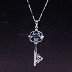London Blue Topaz and Diamond Vintage Key Necklace