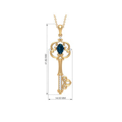 London Blue Topaz and Diamond Vintage Key Necklace