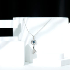 London Blue Topaz and Diamond Vintage Key Necklace