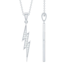 Natural Diamond Lightning Bolt Necklace for Her