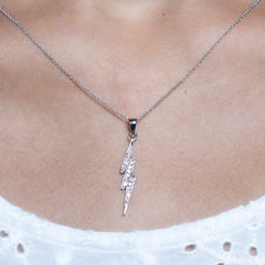 Natural Diamond Lightning Bolt Necklace for Her