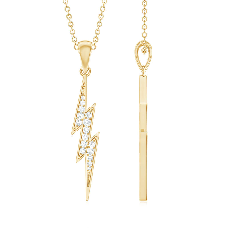 Natural Diamond Lightning Bolt Necklace for Her
