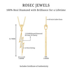 Natural Diamond Lightning Bolt Necklace for Her