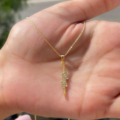 Natural Diamond Lightning Bolt Necklace for Her