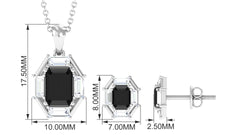 2 CT Art Deco Black Onyx and Moissanite Pendant Earrings Set