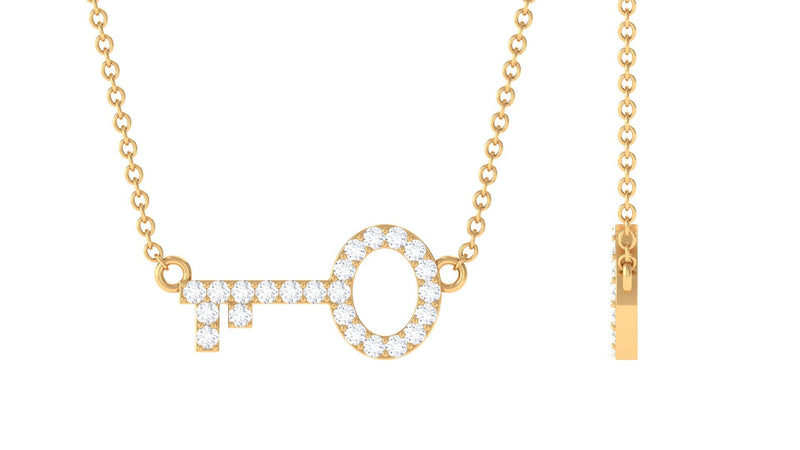 Natural Diamond Sideways Key Necklace