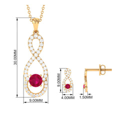Round Ruby Infinity jewelry Set with Diamond